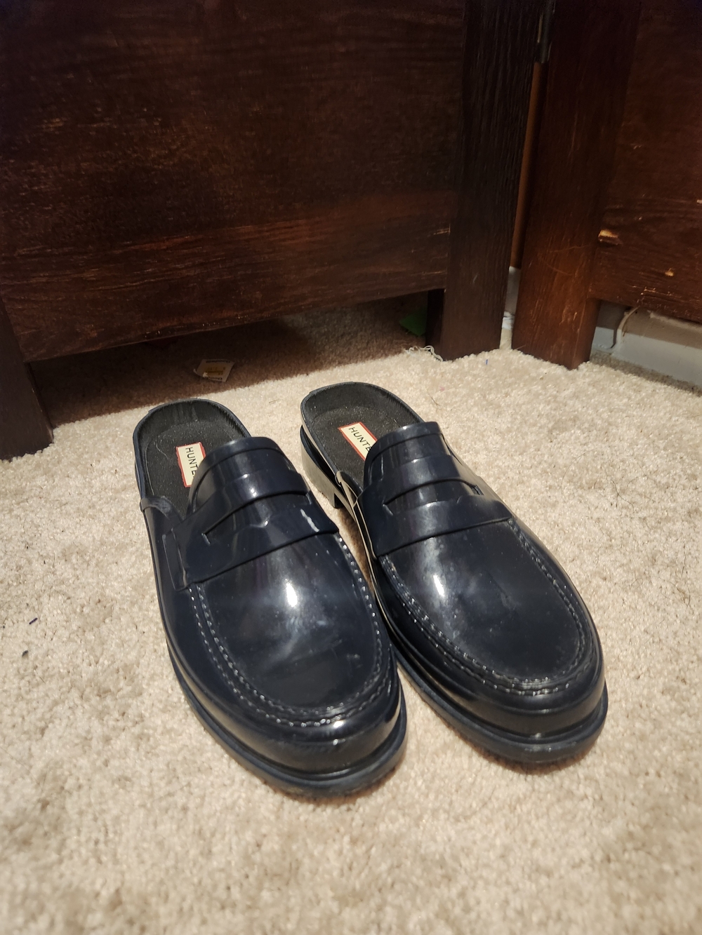 Hunter Women’s Blue Gloss Penny Loafers